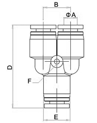 Compact Union Y One Touch Fittings, Compact Push To Connect Fittings, Miniature Pneumatic Fittings, Air Fittings, one touch tube fittings, Pneumatic Fitting, Nickel Plated Brass Push in Fittings